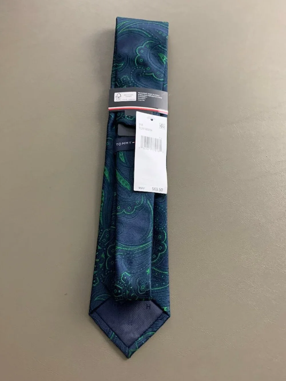 Tommy Hilfiger Men's 3'' Polyester Blend Neck Tie, Blue Green Montclair Paisley
